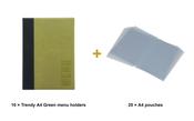 Securit Menu Set - Trendy A4 Green - 10 Menu Holders + 20 Extra Pouches image
