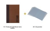 Securit Menu Set - Trendy A4 Light Brown - 10 Menu Holders + 20 Extra Pouches
