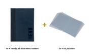 Securit Menu Set - Trendy A5 Blue - 10 Menu Holders + 20 Extra Pouches