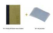 Securit Menu Set - Trendy A5 Green - 10 Menu Holders + 20 Extra Pouches