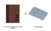 Securit Menu Set - Trendy A5 Light Brown - 10 Menu Holders + 20 Extra Pouches image