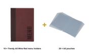 Securit Menu Set - Trendy A5 Wine Red - 10 Menu Holders + 20 Extra Pouches