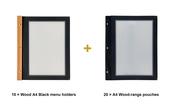 Securit Menu Set - Wood A4 Black - 10 Menu Holders + 20 Extra Pouches image