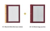 Securit Menu Set - Wood A4 Wine Red - 10 Menu Holders + 20 Extra Pouches