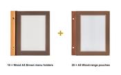 Securit Menu Set - Wood A5 Brown - 10 Menu Holders + 20 Extra Pouches image