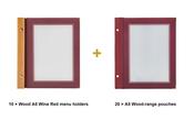 Securit Menu Set - Wood A5 Wine Red - 10 Menu Holders + 20 Extra Pouches image