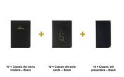 Securit Menu Suite - Classic A4 Black - 10 Menu Holders + 10 Wine Cards + 10 Bill Presenters image