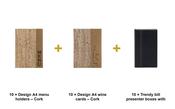 Securit Menu Suite - Design A4 Cork - 10 Menu Holders + 10 Wine Cards + 10 Bill Presenter Boxes image