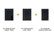 Securit Menu Suite - Trendy A4 Black - 10 Menu Holders + 10 Wine Cards + 10 Bill Presenter Boxes