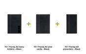 Securit Menu Suite - Trendy A4 Black - 10 Menu Holders + 10 Wine Cards + 10 Bill Presenters image