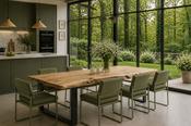 Rustic Solid Oak Live Edge Dining Table – Black Steel U-Frame image