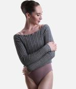 Off-the-Shoulder Cropped Long-sleeve Sweater, Soft Knit Warm-Up - 6646 image