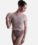 HARINI Short-Sleeve Knitted Dance Warmup Top, Bamboo Ballet Layer - 6672 image