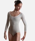 ALMA MIST GREEN Ballet Leotard with Open Back and 3/4 Sleeves image