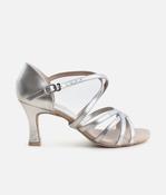 BL164 - Silver Latin Dance Sandals with Suede Sole &amp; Flared Heels image