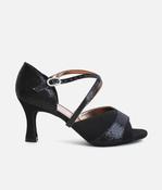 BL196 - Open-Toe Ballroom Dance Shoes, X-Strap with Rhinestone Buckle image