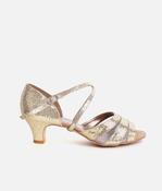 BL198 - Sparkly Ballroom Practice Shoes for Women with Mesh Tri-Strap image