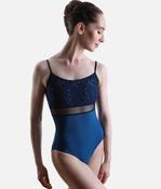 Luxury Blue Ballet Leotard with Embroidered Waistband - BRIGID DI Atlantic image