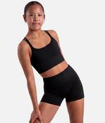 Girls Isla Black Cross Back Dance Crop Top - CZ30036