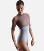 High Neck Ballet Leotard with Open Back, Classic Collection - SELENE CL Silver image