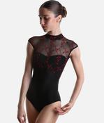 Sophisticated High Neck Ballet Leotard with Keyhole Back - SELENE DI Nero image