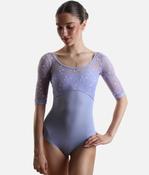 Luxury Italian Open-Back Ballet Leotard, Mesh Sleeves - SVETLANA DI Violetta image