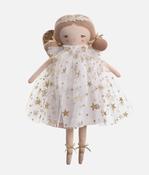 Soft Cloth Doll in Gold Star Tulle Dress &amp; Glitter Wings - HOLLY FAIRY