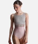 Sleveless Ballet Leotard with Floral Lace &amp; Open Back - IRIS GL Rose image