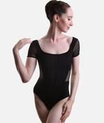 Mia Scoop Back Leotard, Mesh Cap Sleeves - L20011B image