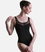Evelyn Black Tank Leotard with Mesh Back - L50013B image