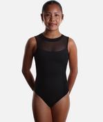 Girls Zip Back Printed Leotard, Mesh High Neck Ballet Outfit - M40005C image