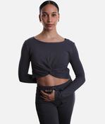 Bamboo Twist Front Dance Warm-Up Crop Top - MEGUMI image