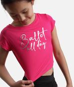 Girls Cropped Dance Top, Stylish Tee for Ballet Practice &amp; Beyond - M745 image