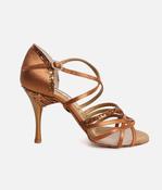 Satin &amp; Glitter Dance Heels with Secure Wrap Strap, 75mm Heel - PD800 image