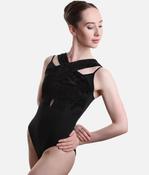 Camisole Dance Leotard, Flocked Mesh Overlay &amp; Criss-Cross Back - SEANA image