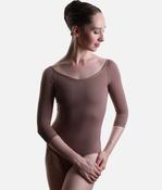 Three-Quarter Sleeve Ballet Leotard in Nut, Luciana Sagioro Collection - LS69 image