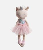 Soft Rag Doll with Tulle Tutu, BLUE Floral Dress &amp; Legwarmers - BABY UNICORN