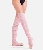 Victoria Cable Knit Stirrup Legwarmers, Pink &amp; Grey - W11008 image