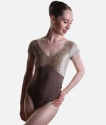 Alicia Double V Short Sleeve Ballet Leotard - Star &amp; Toffee image