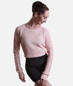 Delilah Ladies’ Cable Knit Ballet Sweater, Pink &amp; Grey - Z30042 image
