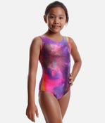 Girl' Tank Sleeve Gymnastics Leotard with Vibrant Print - 7822 (NEON) image