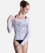 Floral Body Pop Long Sleeve Dance Top, Super Stretch Warm-Up Layer - 818 image