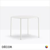 A1 Pedrali - Jump Stackable Round Table with 4 Legs &amp; a Powder-Coated Frame and a Compact Laminate Top, 2 Sizes - In Designer Neutral Tones - Décor for Business