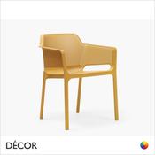 11A1 Net Stackable Café Chair with Armrests, Polypropylene - In Designer Colours &amp; Neutral Tones - Décor for Business
