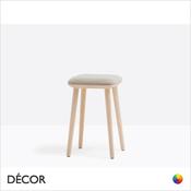 Pedrali - Babila Low Stool, Solid Ash with a Fabric Seat- In Classic Eco Leather - Made for You - Décor for Home &amp; Business