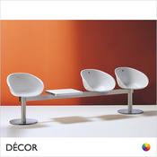 Pedrali - Gliss Bench, 3 Seats &amp; 1 Table, Technopolymer - In Designer Neutral Tones - Décor for Business