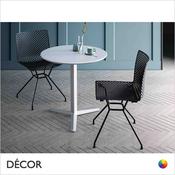 1 Fuller Dining Chair with a Latticed Technopolymer Shell &amp; Powder Coated Steel Trestle Base - In Designer Colours &amp; Neutral Tones - Décor for Business