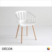 1A1 Basket Stackable Dining Chair with Wooden Legs, Technopolymer - In Designer Colours &amp; Neutral Tones - Décor for Business image