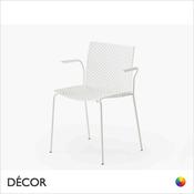 Fuller Dining Chair with Armrests, a Latticed Technopolymer Shell &amp; Powder Coated Steel Frame - In Designer Colours &amp; Neutral Tones - Décor for Business