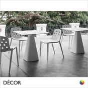 11A Mug Designer Dining Table with a Round or Square Laminate Top &amp; Technopolymer Base for Indoor and Outdoor Use - In Designer Neutral Tones - Décor for Business